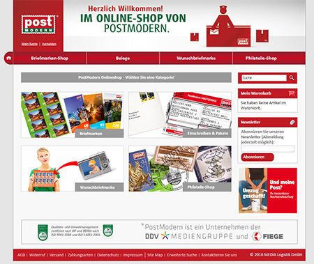 Postmodern Onlineshop für Postprodukte